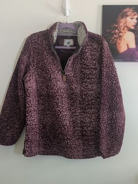Nordic Fleece Cozy Plush Quarter-Zip Pullover Jacket - Deep Plum